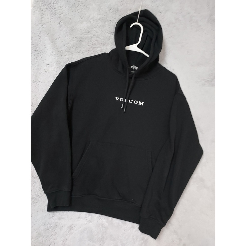 Volcom Hoodie Mens Medium Fleece True To This Black Grunge Skater Surfer Logo